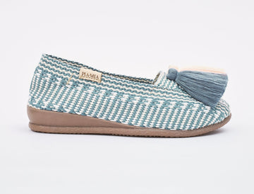Alpargatas tejidas con pompones tallas 26-33 Blue Smoke KIDS