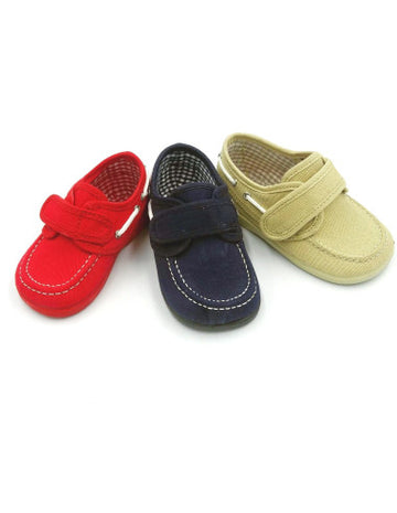 Mocasines en loneta con velcro cordon blanco laterales Azul Marino