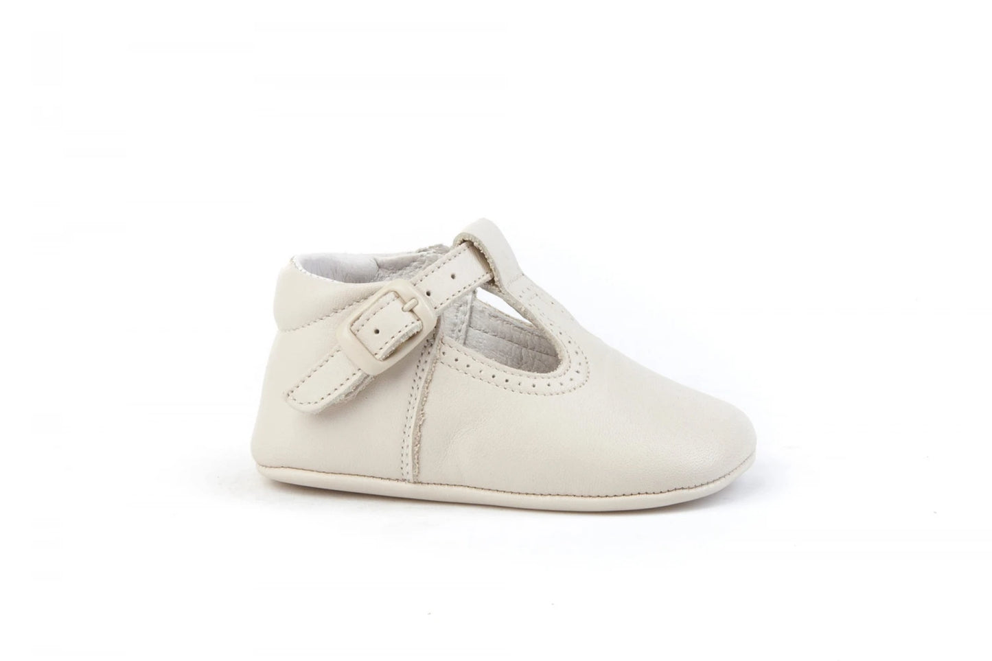 Pepito en piel suela blanda Beige