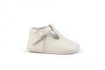 Pepito en piel suela blanda Beige