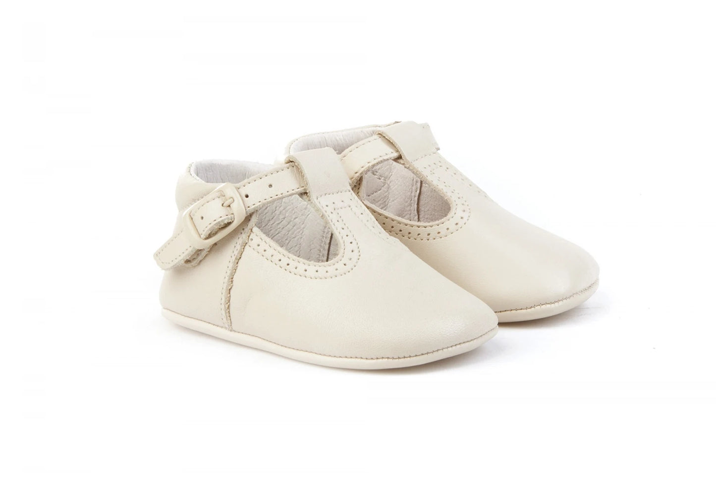 Pepito en piel suela blanda Beige