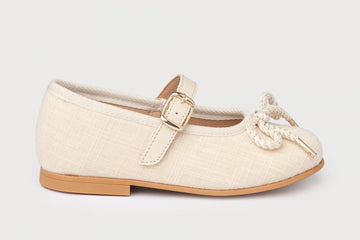 Bailarina tipo lino con hebilla beige