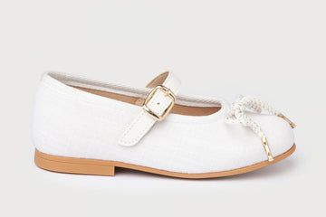 Bailarina tipo lino blanca con hebilla