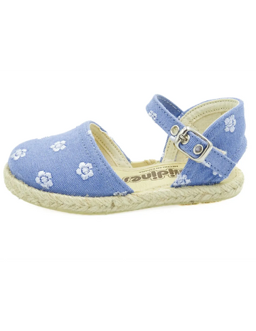Zapatilla tipo esparteña con flores bordadas Jeans