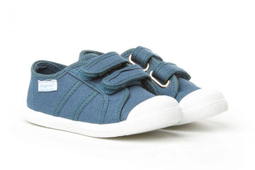 Bambas con doble velcro en lona Jeans