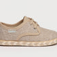 Blucher en lino con suela trenzada y cordones Beige