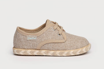 Blucher en lino con suela trenzada y cordones Beige