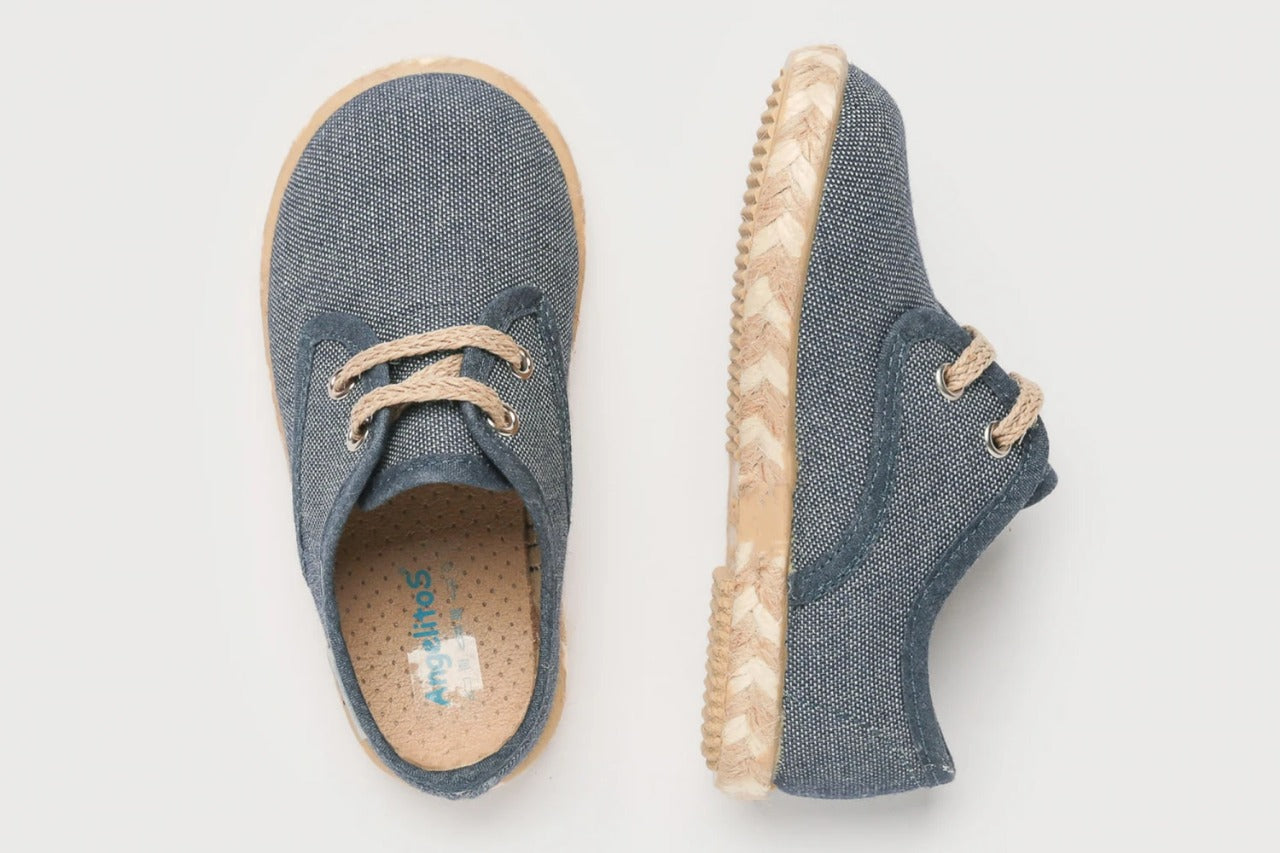 Blucher en lino con suela trenzada y cordones Jeans