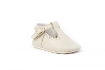 Pepito en piel suela blanda Beige