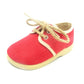 Blucher de cordones con tejido lino suela y detalles en el mismo color rojo