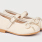 Bailarina tipo lino con hebilla beige