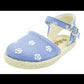 Zapatilla tipo esparteña con flores bordadas Jeans