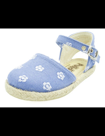 Zapatilla tipo esparteña con flores bordadas Jeans