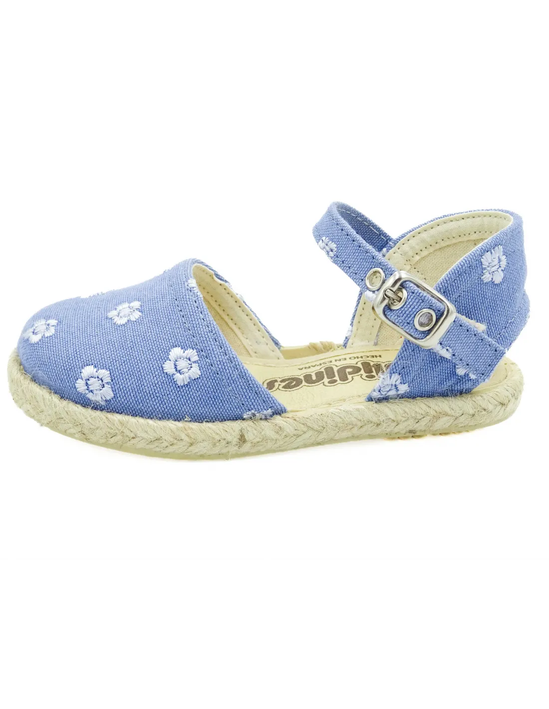 Zapatilla tipo esparteña con flores bordadas Jeans