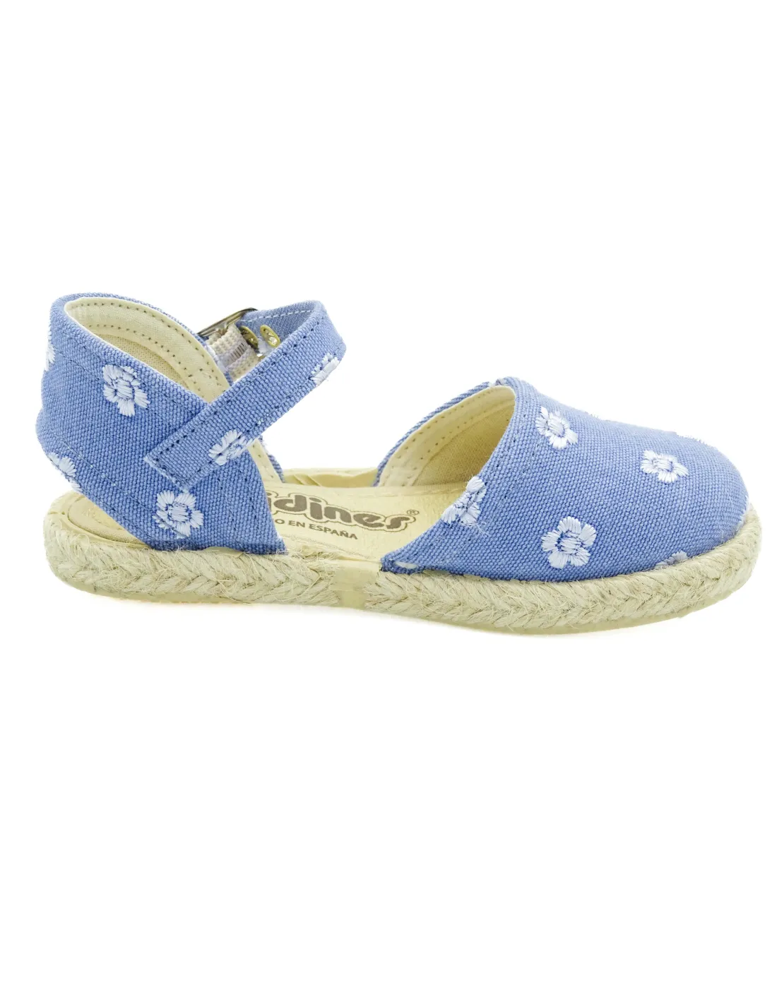Zapatilla tipo esparteña con flores bordadas Jeans