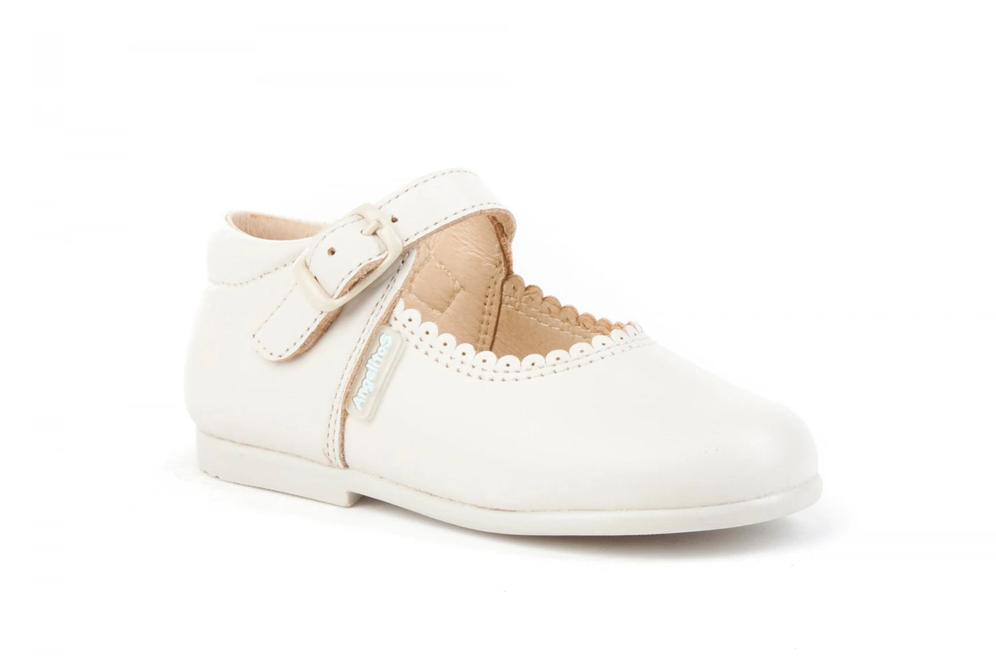 Merceditas en piel con hebilla Beige