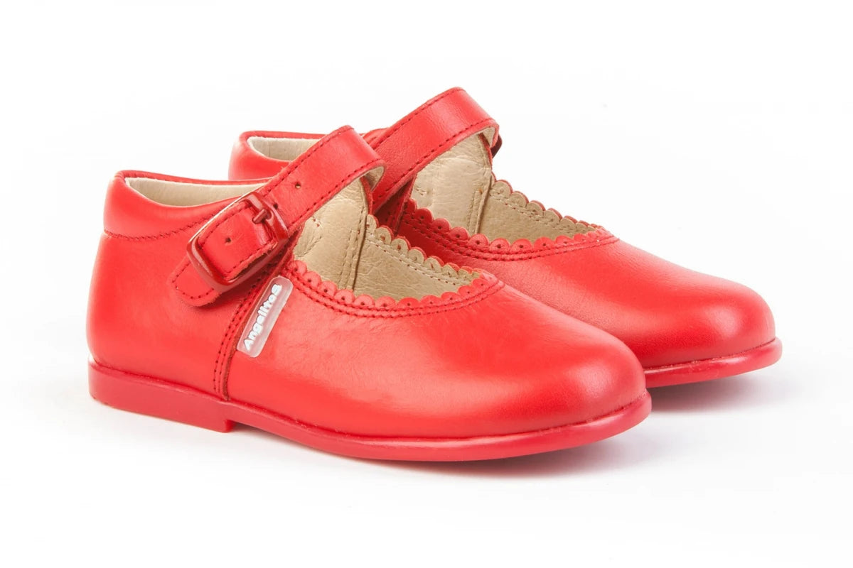 Merceditas en piel con hebilla Rojo