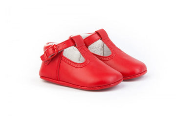 Pepito en piel suela blanda Rojo