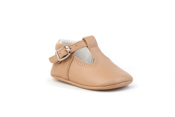 Pepito en piel suela blanda Camel