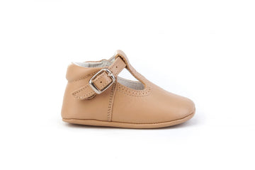 Pepito en piel suela blanda Camel