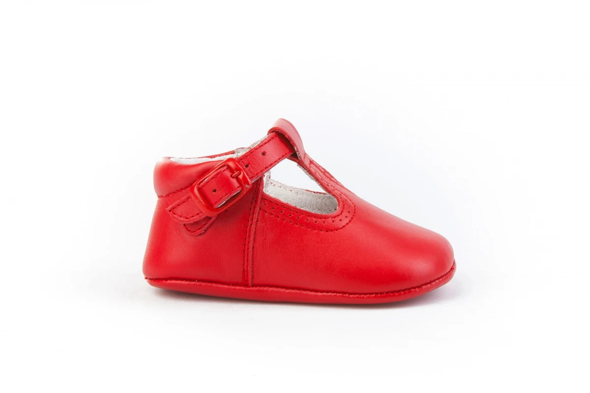 Pepito en piel suela blanda Rojo